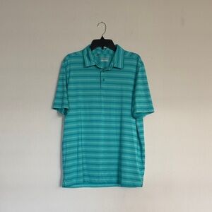 Under Armour Heat Gear Loose Teal Striped Polo Shirt